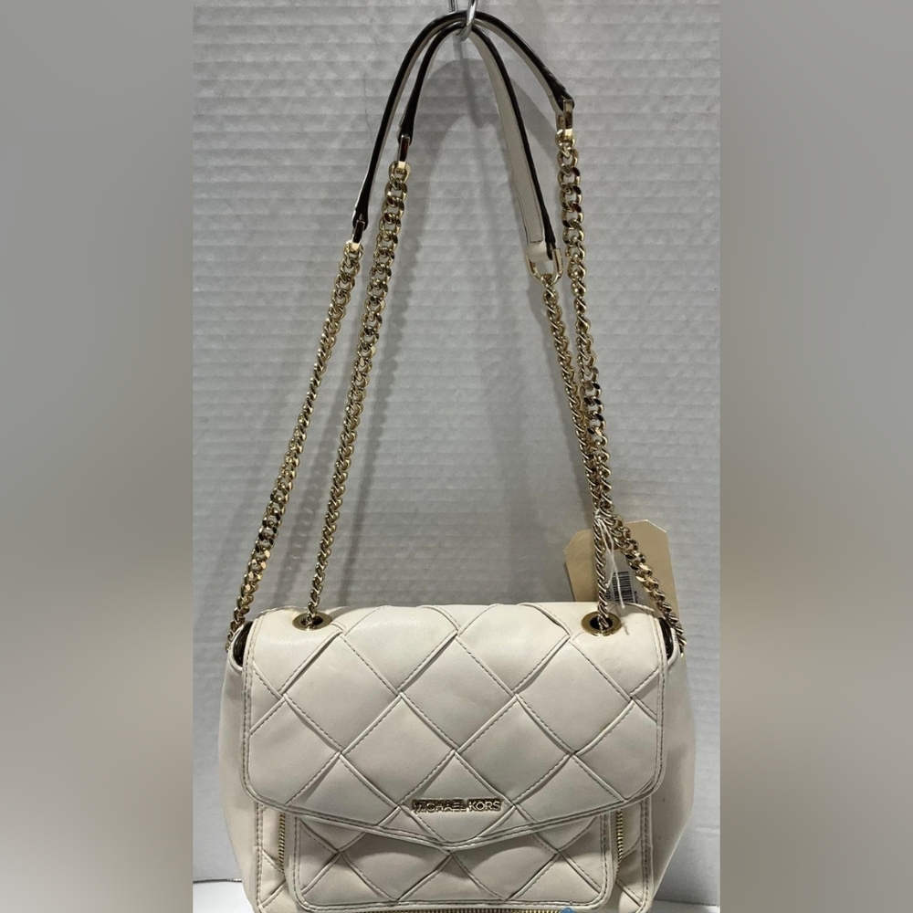 Michael Kors White Quilted Chain Shoulder Bag
